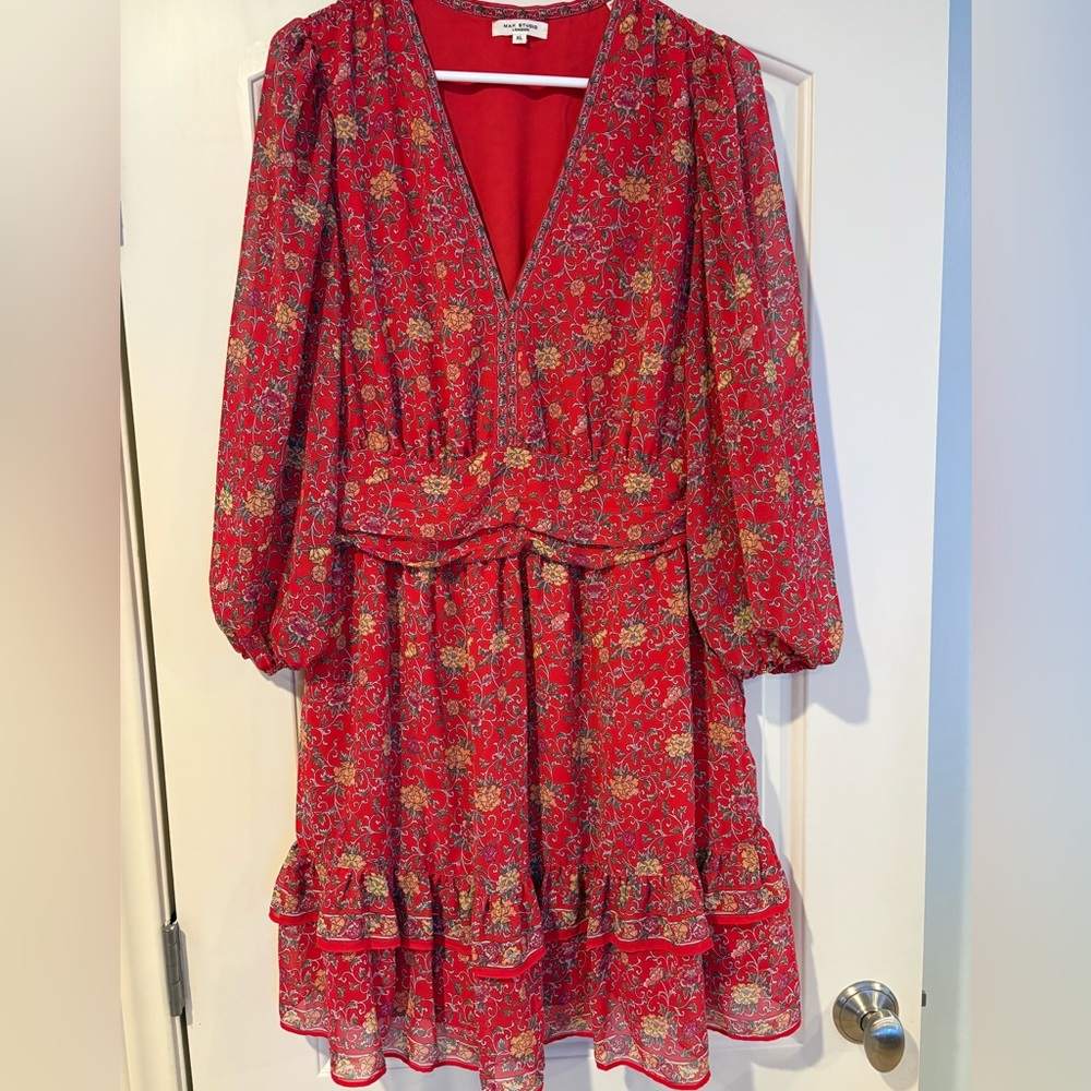 Max Studio Floral Red Dress Size XL